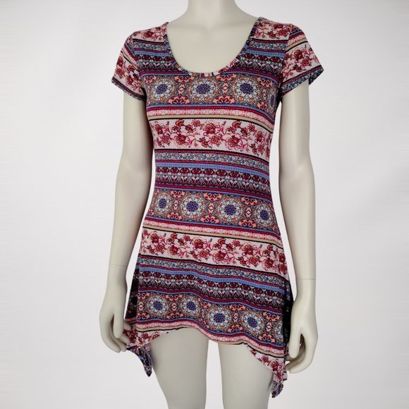 Jonathan Martin Striped Mixed Print Pullover Stretch Knit Tunic - Picture 4 of 11